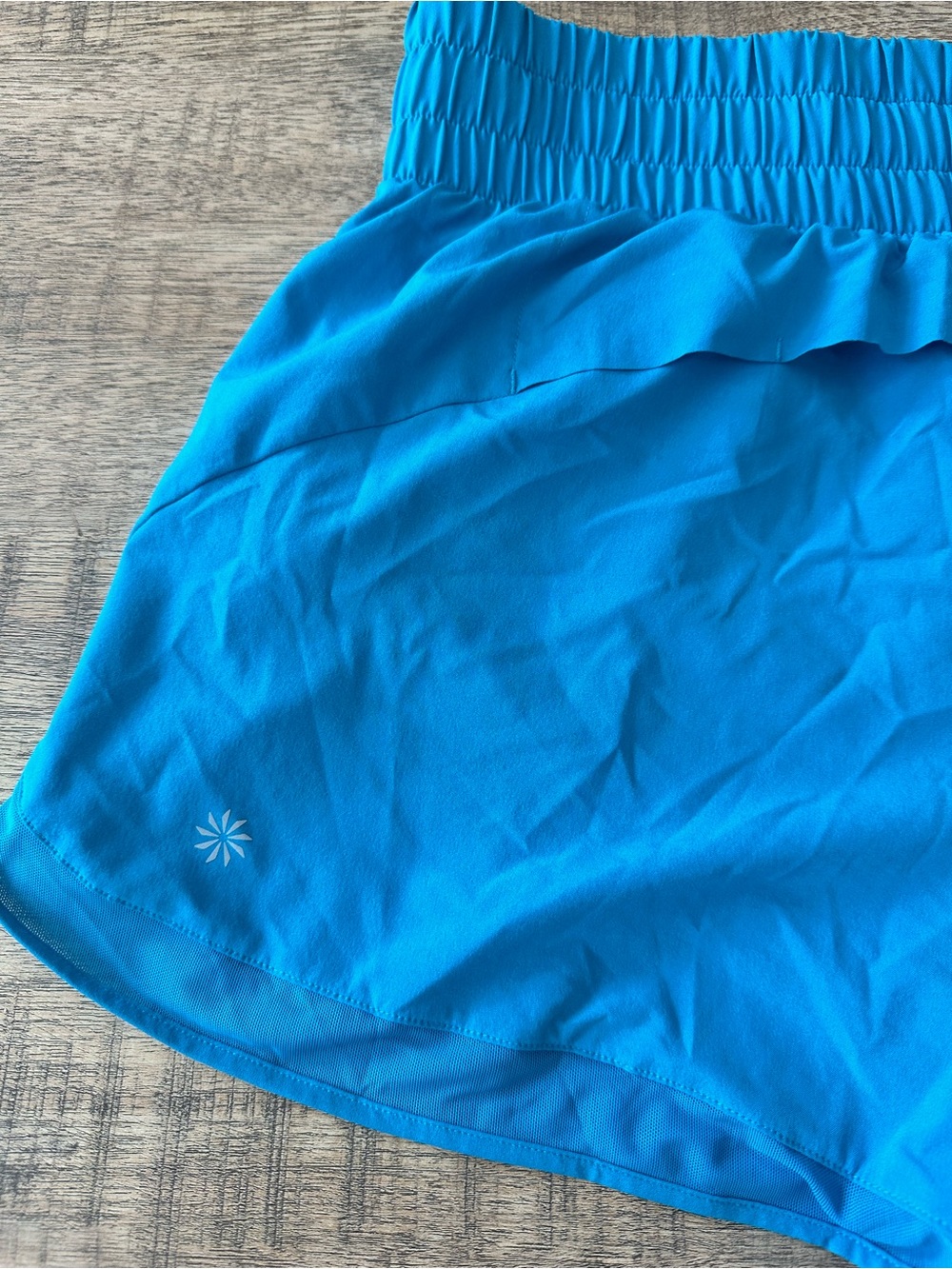 Athleta Mesh Racer Run High Rise 3” Shorts — Pacific Blue | Size M - Picture 3 of 3